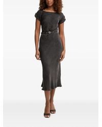 Guess - Robe Mi-Longue Ceinturée À Mancherons - Lyst