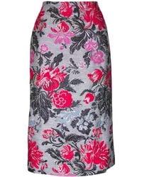 Carolina Herrera - Midi-Rok Met Bloemenjacquard - Lyst