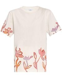 PS by Paul Smith - T-Shirt aus Bio-Baumwolle mit Blumen-Print - Lyst