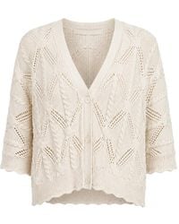 Autumn Cashmere - Cable-Knit Pointelle-Trim Cardigan - Lyst