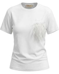 Twinset - T-Shirt À Ourlet En Plumes - Lyst