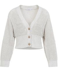Brunello Cucinelli - Cárdigan de algodón con botones y cuello en V - Lyst