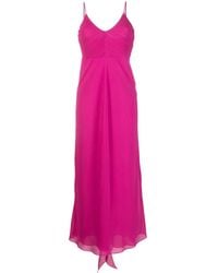 Patrizia Pepe - Ruched Georgette Crepe Maxi Flared Dress - Lyst