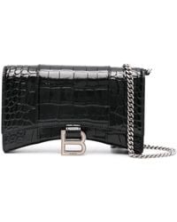 Balenciaga - Hourglass Crocodile-effect Leather Crossbody Bag - Lyst