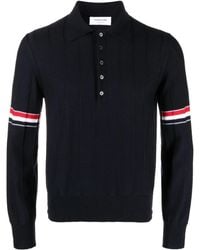 Thom Browne - Rwb-Stripe Knitted Polo Shirt - Lyst