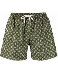 Peninsula - Geometric-print Drawstring-waist Swim Shorts - Lyst