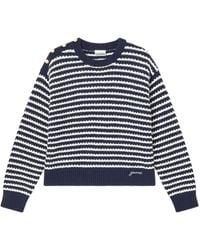 Ganni - Striped Button-Detail Sweater - Lyst