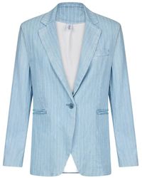 Liu Jo - Pinstripe Pattern Denim Blazer - Lyst