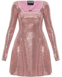 Versace Jeans Couture - Abito Corto Con Paillettes - Lyst
