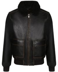 Amaranto - Shearling-Collar Leather Jacket - Lyst