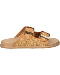 Casadei - Birky Woven Double-Buckle Sandals - Lyst