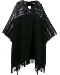 Moncler Fringed Hooded Poncho - Black