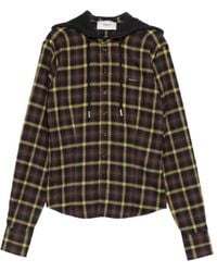 Coperni - Check-Print Hooded Shirt - Lyst