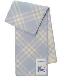 Burberry - Check Brushed Wool Scarf - Lyst