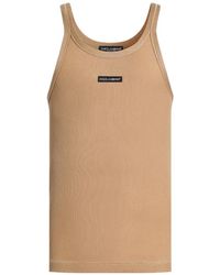 Dolce & Gabbana - Cotton Tank Top With Label - Lyst