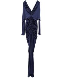 Atlein - Abito Da Sera Con Scollo A V E Ruches - Lyst