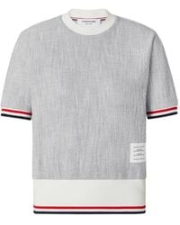 Thom Browne - Textured Crew Neck T-Shirt - Lyst