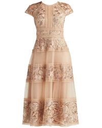 Tadashi Shoji - Tamsin Floral-Embroidered Tiered Midi Dress - Lyst