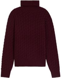 BOSS - Cable-Knit Turtleneck Sweater - Lyst