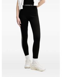 KARL LAGERFELD - Logo-Waistband Side-Stripe Leggings - Lyst