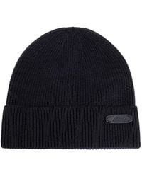 Brioni - Logo-Patch Ribbed-Knit Beanie Hat - Lyst