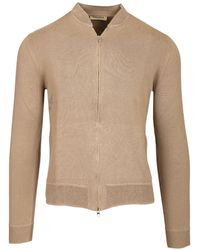 Al Duca d'Aosta - Zip-Up Ribbed-Trim Cardigan - Lyst