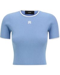 Amiri - Ma Logo-Embroidered Ribbed T-Shirt - Lyst