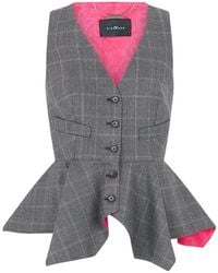 John Richmond - Check-Print Peplum Waistcoat - Lyst