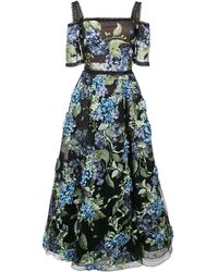 Marchesa notte Vestito con applicazioni floreali - Nero