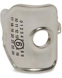 MM6 by Maison Margiela - Logo-Engraved Palladium-Finish Ring - Lyst