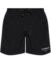 AllSaints - Underground Zwembroek Met Logoprint - Lyst