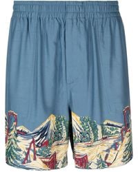 Bode - Beaded Graphic-Print Deck Shorts - Lyst