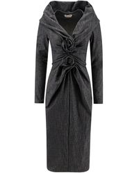 Alberta Ferretti - Ruffled Long-Sleeve Midi Dress - Lyst