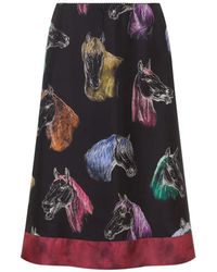Moschino - Printed Silk Twill Skirt - Lyst