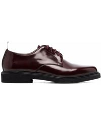 Thom Browne Leather Rwb Tap Lace-up Shoes in Red Womens Shoes Flats and flat shoes Lace Up shoes and boots Brown 