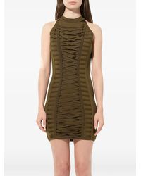 Balmain - Lace-Up Ribbed-Knit Dress - Lyst