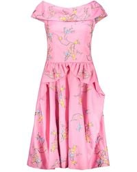 Moschino - Dress With Floral Embroidery - Lyst