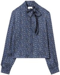Claudie Pierlot - Chemise Imprimée À Col Lavallière - Lyst