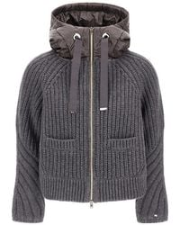 Herno - Cardigan En Laine Au Point D'Épi - Lyst
