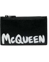 Alexander McQueen - Porte-cartes noir en cuir à graffiti - Lyst