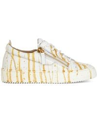 Giuseppe Zanotti - Paint-Splatter Leather Sneakers - Lyst