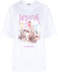 MSGM - Crew Neck Graphic-print Cotton T-shirt - Lyst