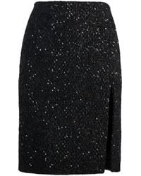 Balmain - Sequinned Tweed Midi Skirt - Lyst