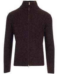 Al Duca d'Aosta - Ribbed-Knit Zip-Up Sweater - Lyst