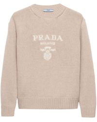 Prada - Logo-Jacquard Crew-Neck Sweater - Lyst