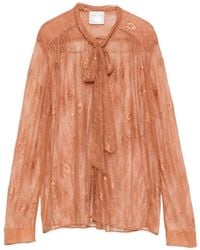 forte_forte - Chemise En Dentelle À Col Lavallière - Lyst