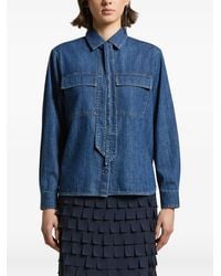 Peserico - Tie-Detail Denim Shirt - Lyst