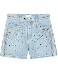 Zadig & Voltaire - Sadys Strass-Embellished Denim Shorts - Lyst
