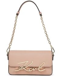 KARL LAGERFELD - Small K/Signature Chain Leather Shoulder Bag - Lyst