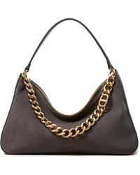 Twinset - Chain-Embellished Suede Shoulder Bag - Lyst